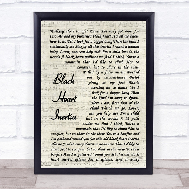 Incubus Black Heart Inertia Vintage Script Song Lyric Music Wall Art Print