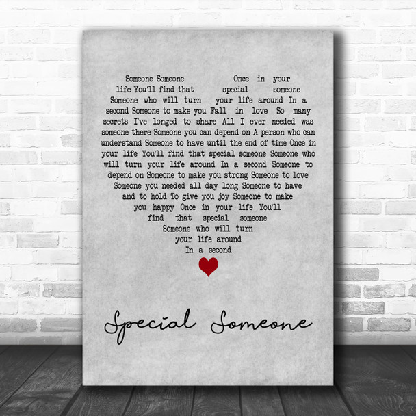 Winston Francis Special Someone Grey Heart Decorative Wall Art Gift Song Lyric Print