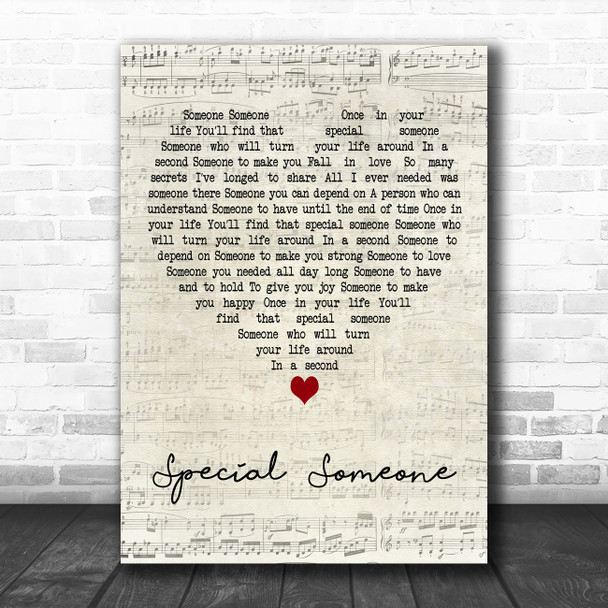 Winston Francis Special Someone Script Heart Decorative Wall Art Gift Song Lyric Print