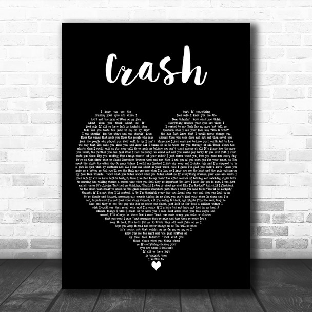 Witt Lowry Crash Black Heart Decorative Wall Art Gift Song Lyric Print