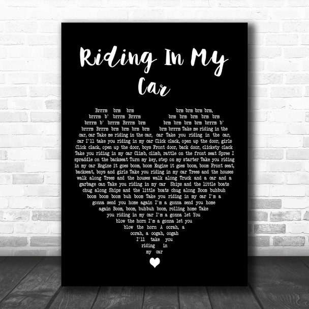 Woody Guthrie Riding In My Car Black Heart Decorative Wall Art Gift Song Lyric Print