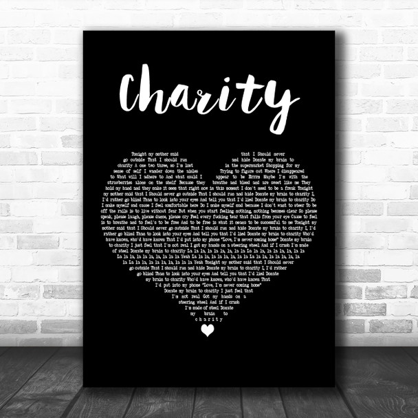 YUNGBLUD charity Black Heart Decorative Wall Art Gift Song Lyric Print