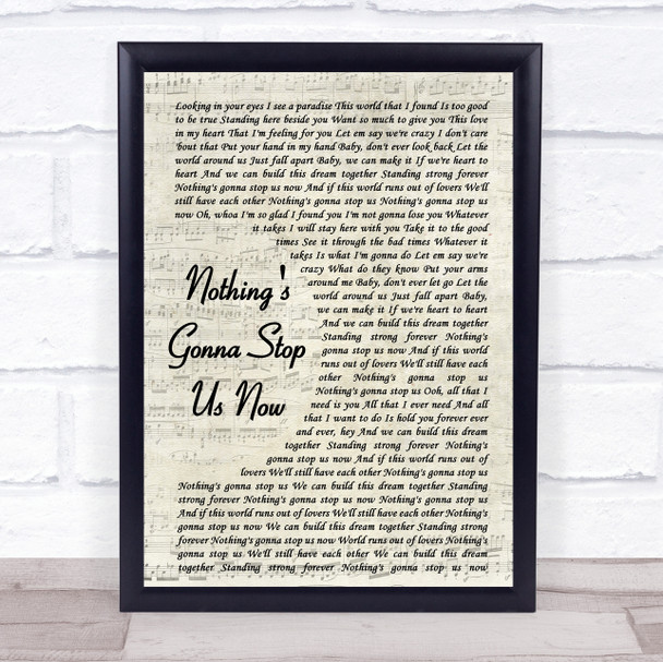 Jefferson Starship Nothing's Gonna Stop Us Now Vintage Script Song Lyric Music Wall Art Print