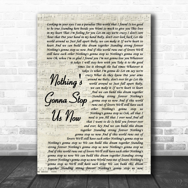 Jefferson Starship Nothing's Gonna Stop Us Now Vintage Script Song Lyric Music Wall Art Print