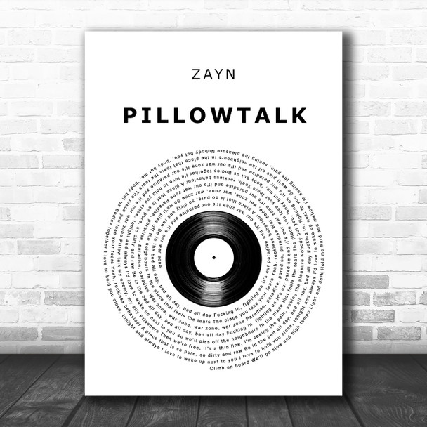 ZAYN PILLOWTALK Vinyl Record Decorative Wall Art Gift Song Lyric Print