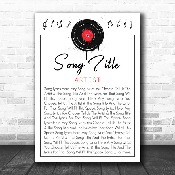 Grunge Vinyl Record Drip Any Song Lyric Personalized Music Wall Art Print