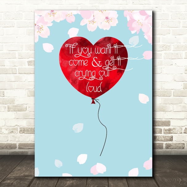 David Gray Babylon Pretty Floral Heart Balloon Music Song Lyric Wall Art Print