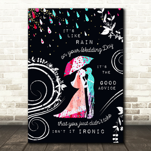 Alanis Morissette Ironic colorful Rain Couple Music Song Lyric Wall Art Print