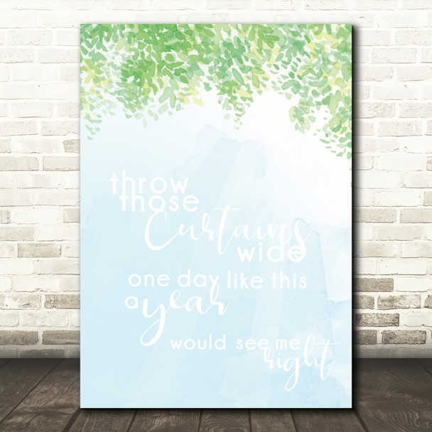 Elbow One Day Like This Watercolor Botanical Music Song Lyric Wall Art Print