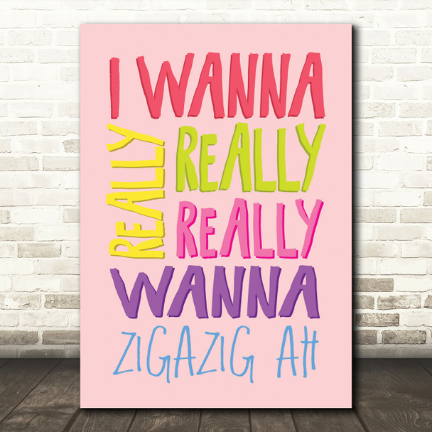 Spice Girls Wannabe Fluorescent Typography Music Song Lyric Wall Art Print