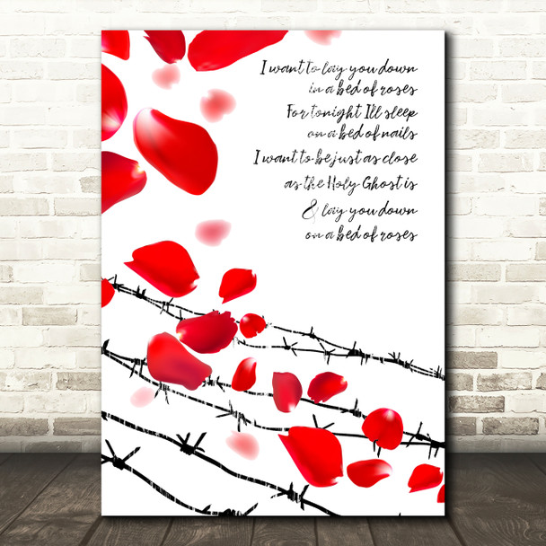 Bon Jovi Bed Of Roses Rose Petals Wire Music Song Lyric Wall Art Print