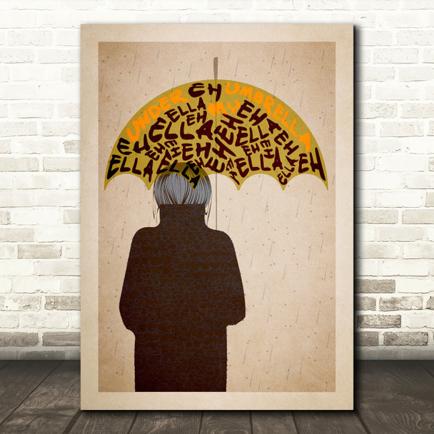 Rihanna Umbrella Yellow Umbrella s Music Song Lyric Wall Art Print