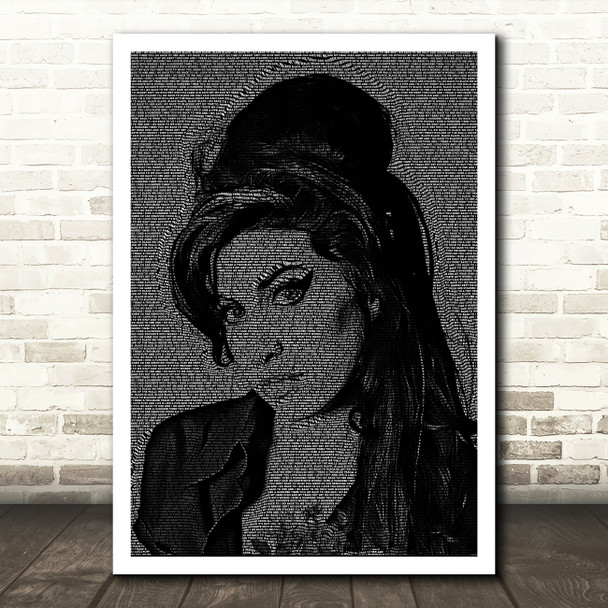 Amy Winehouse Back To Black Face s Music Song Lyric Wall Art Print
