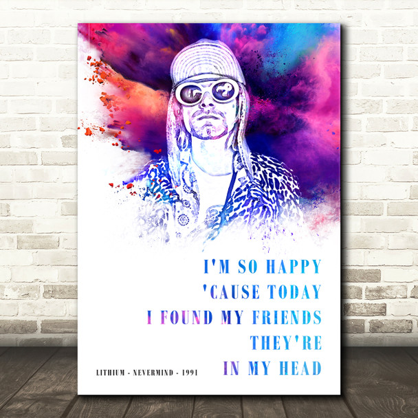 Nirvana Lithium color Splash Music Song Lyric Wall Art Print