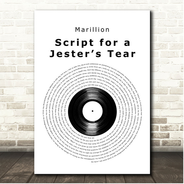 Marillion Script for a Jesters Tear Vinyl Record Song Lyric Print