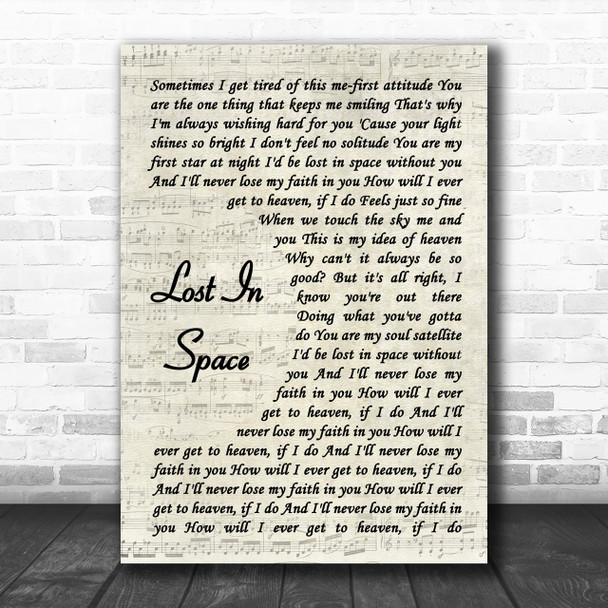 Lighthouse Family Lost In Space Vintage Script Song Lyric Music Wall Art Print