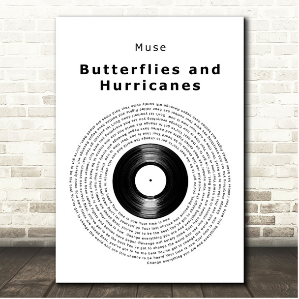 Muse Butterflies and Hurricanes Vinyl Record Song Lyric Print