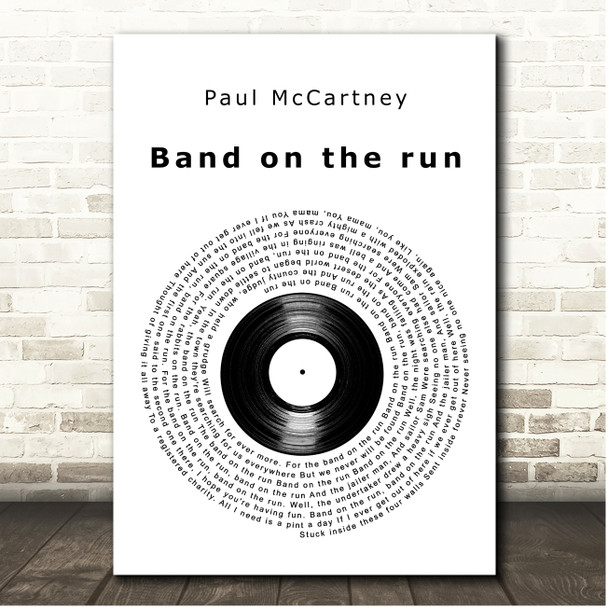 Paul McCartney Band On The Run Vinyl Record Song Lyric Print