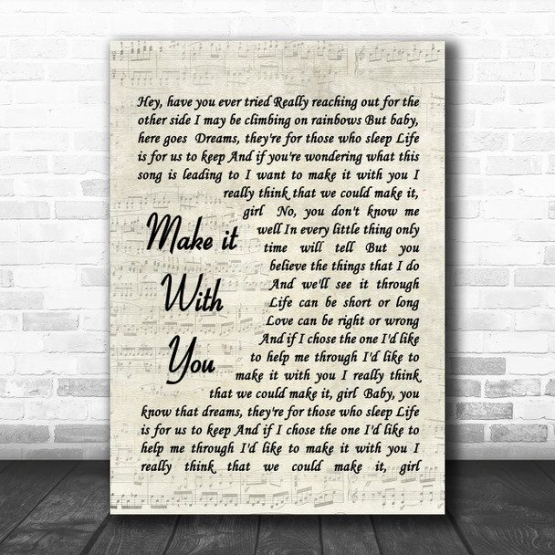 Make It With You Bread Script Song Lyric Music Wall Art Print