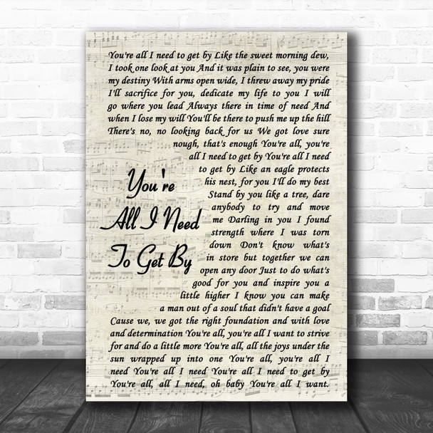 Marvin Gaye & Tammi Terrell You're All I Need To Get By Script Lyric Music Wall Art Print