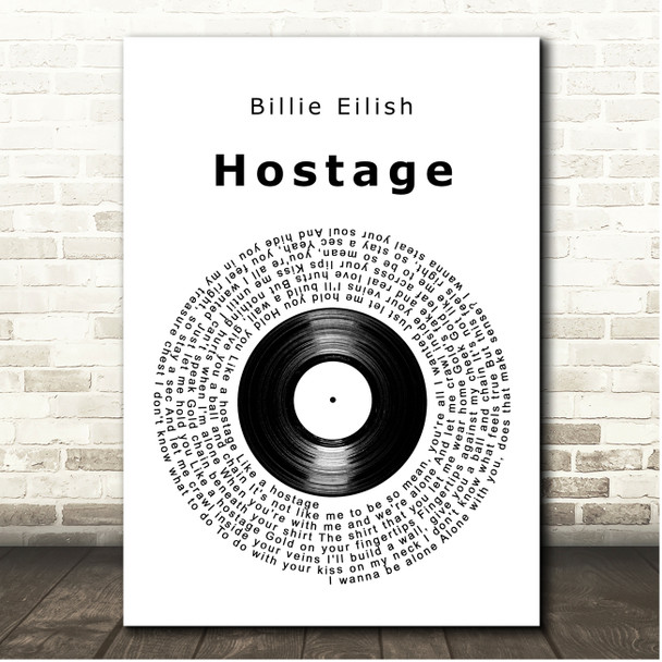 Billie Eilish Hostage Vinyl Record Song Lyric Print