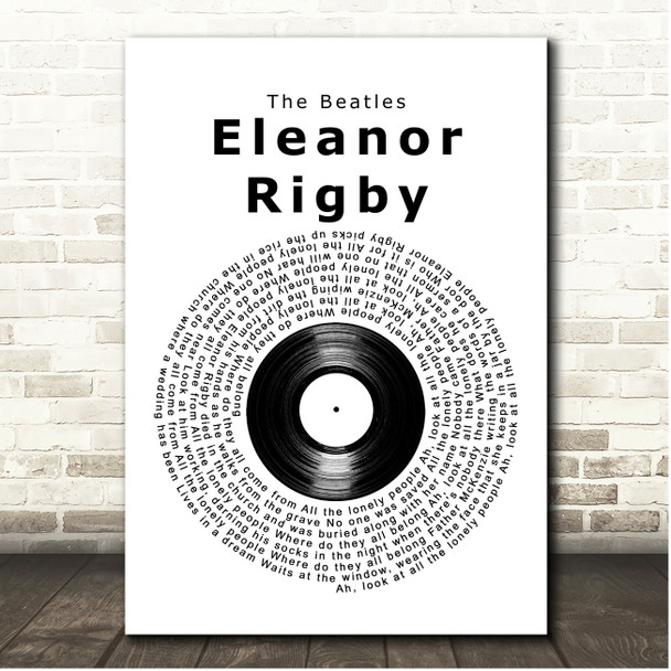 The Beatles Eleanor Rigby Vinyl Record Song Lyric Print