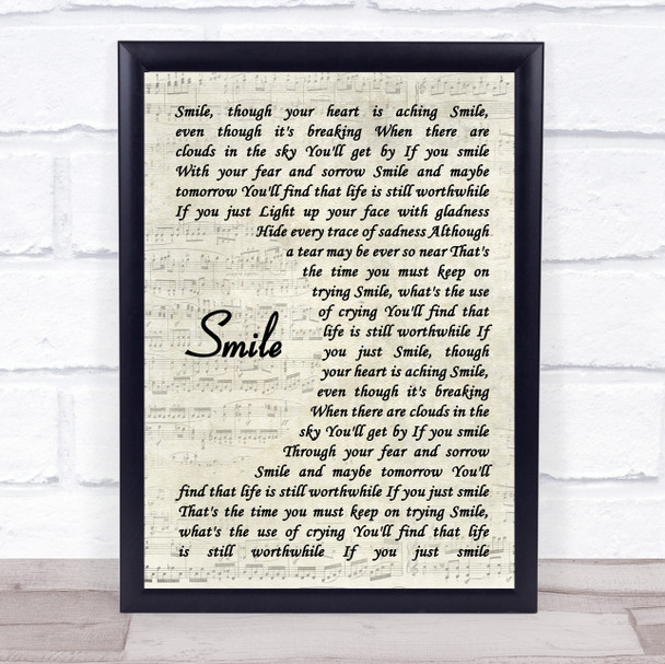 Michael Jackson Smile Vintage Script Song Lyric Music Wall Art Print