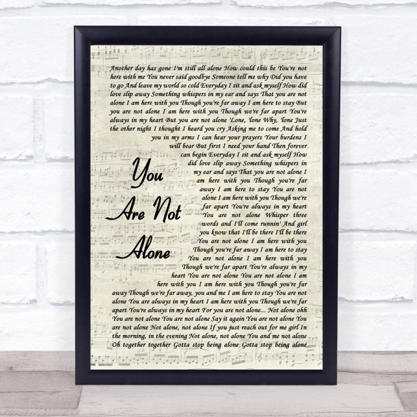 Michael Jackson You Are Not Alone Song Lyric Vintage Script Music Wall Art Print