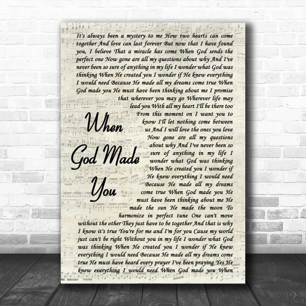Newsong When God Made You Vintage Script Song Lyric Music Wall Art Print