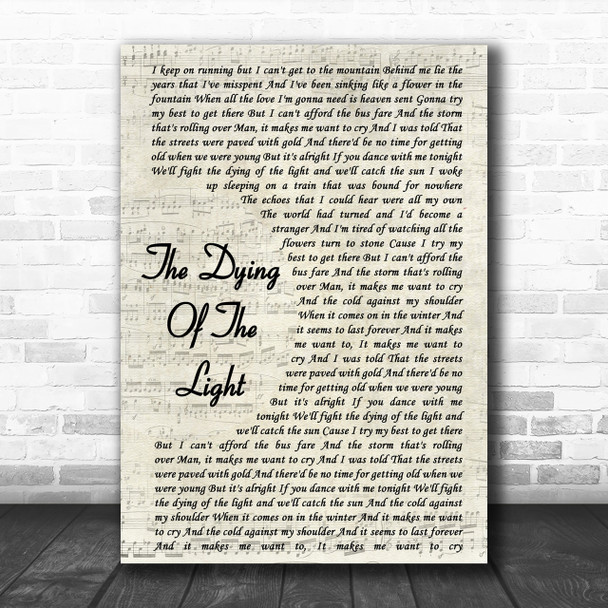 Noel Gallagher's High Flying Birds The Dying Of The Light Script Lyric Music Wall Art Print