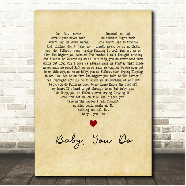 Larry Fleet Baby, You Do Vintage Heart Song Lyric Print