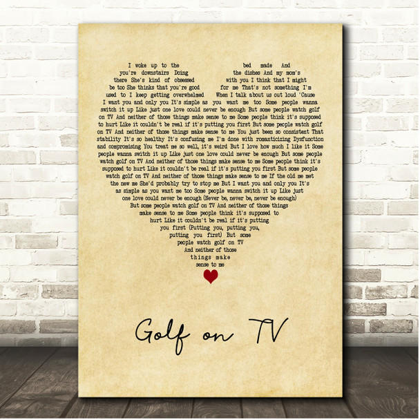 Lennon Stella Golf on TV Vintage Heart Song Lyric Print