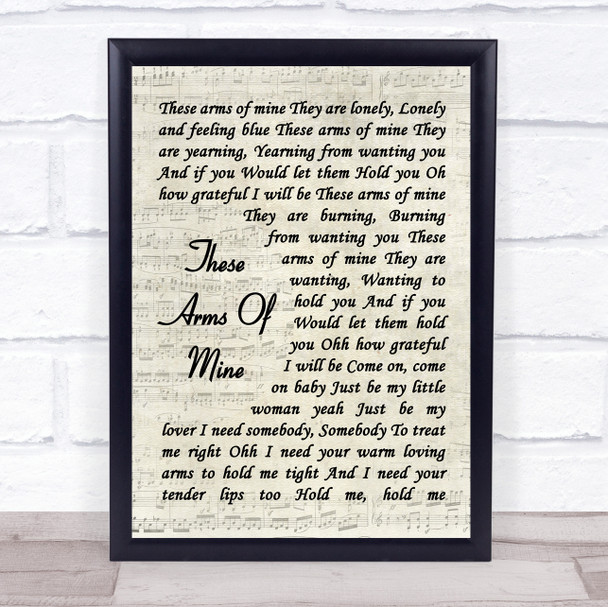 Otis Redding These Arms Of Mine Vintage Script Song Lyric Music Wall Art Print