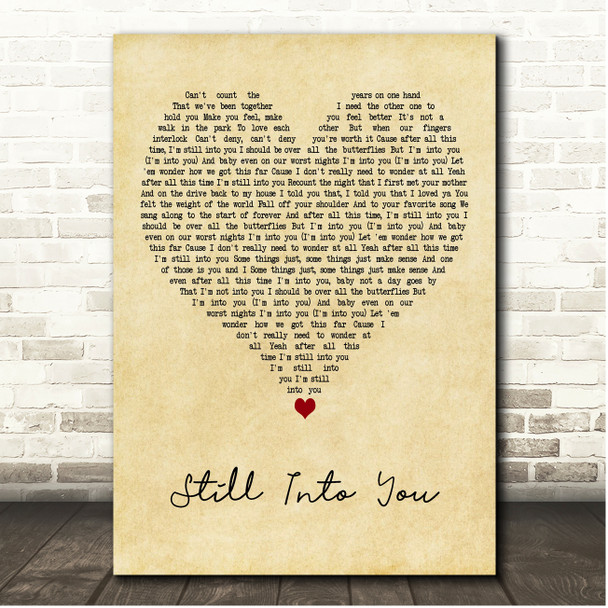 Ashley Tisdale Still Into You Vintage Heart Song Lyric Print