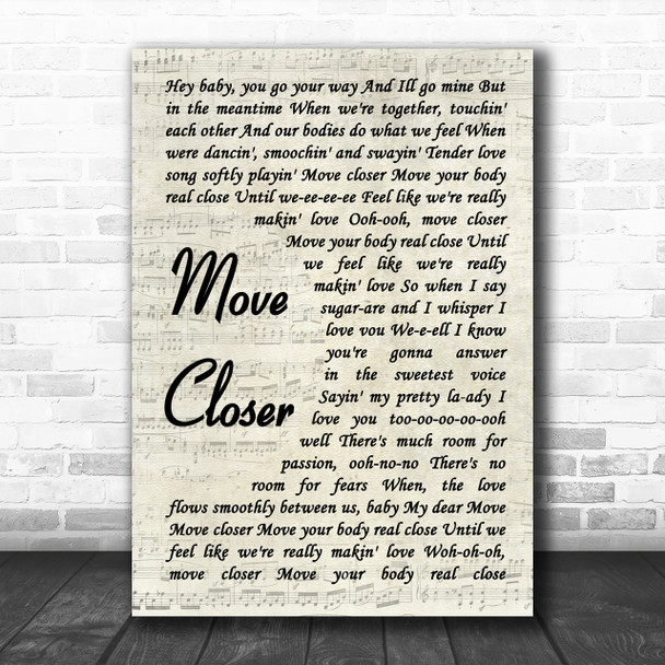 Phyllis Nelson Move Closer Vintage Script Song Lyric Music Wall Art Print