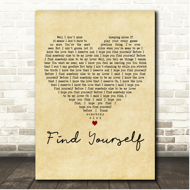 Lukas Nelson & Promise Of The Real Find Yourself Vintage Heart Song Lyric Print