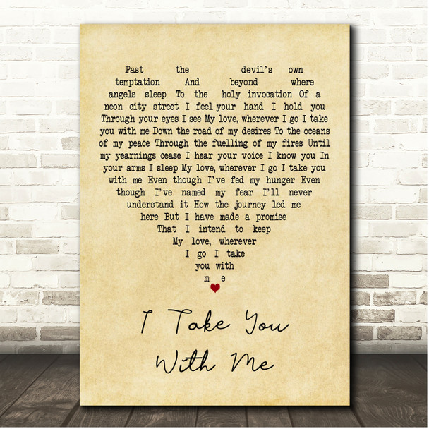 Melissa Etheridge I Take You with Me Vintage Heart Song Lyric Print
