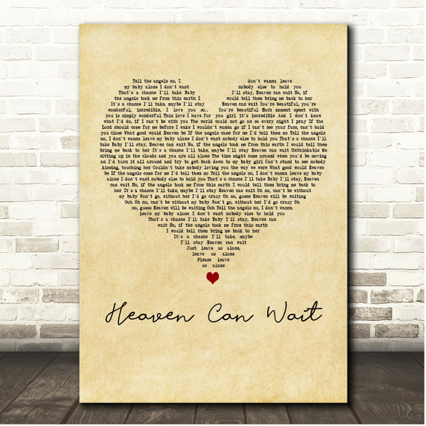 Michael Jackson Heaven Can Wait Vintage Heart Song Lyric Print