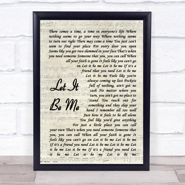 Ray LaMontagne Let It Be Me Song Lyric Vintage Script Music Wall Art Print