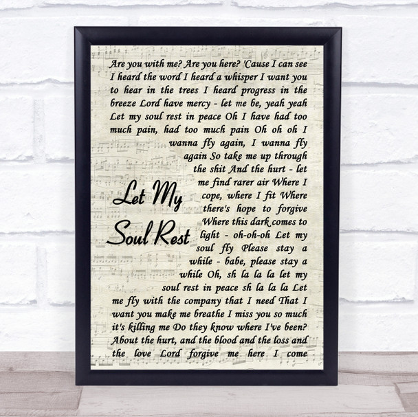 RPA The United Nations Of Sound Let My Soul Rest Vintage Script Song Lyric Music Wall Art Print