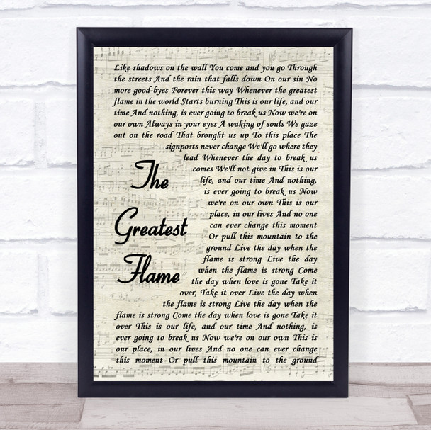 Runrig The Greatest Flame Vintage Script Song Lyric Music Wall Art Print