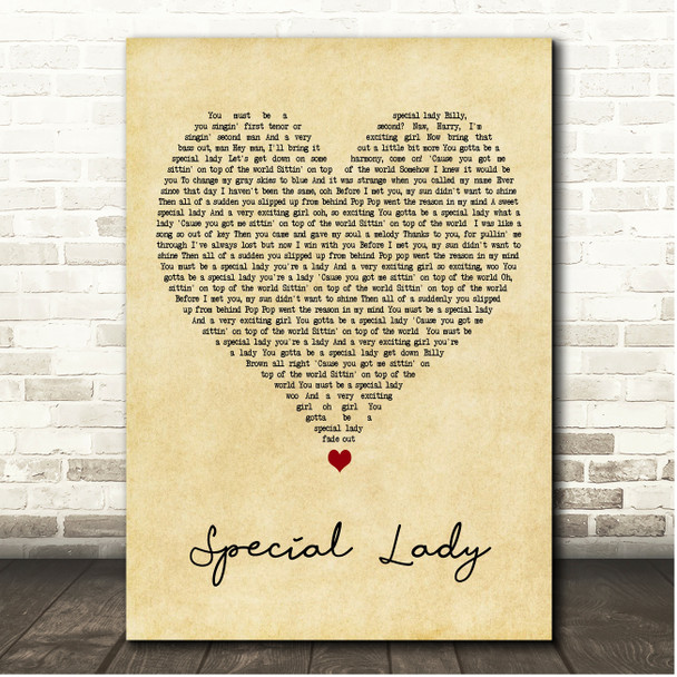 Ray, Goodman & Brown Special Lady Vintage Heart Song Lyric Print