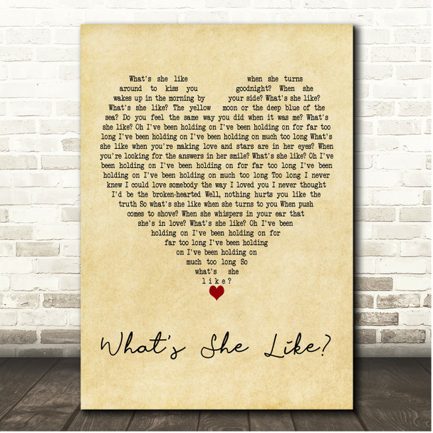 Roxette Whats She Like Vintage Heart Song Lyric Print