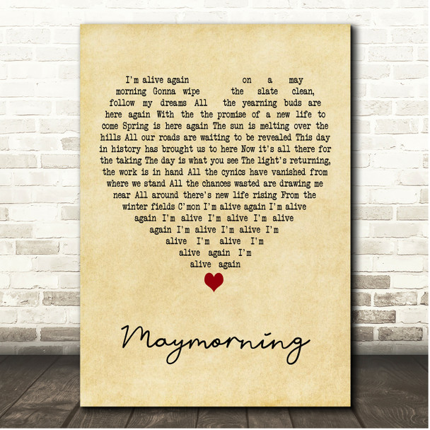 Runrig Maymorning Vintage Heart Song Lyric Print