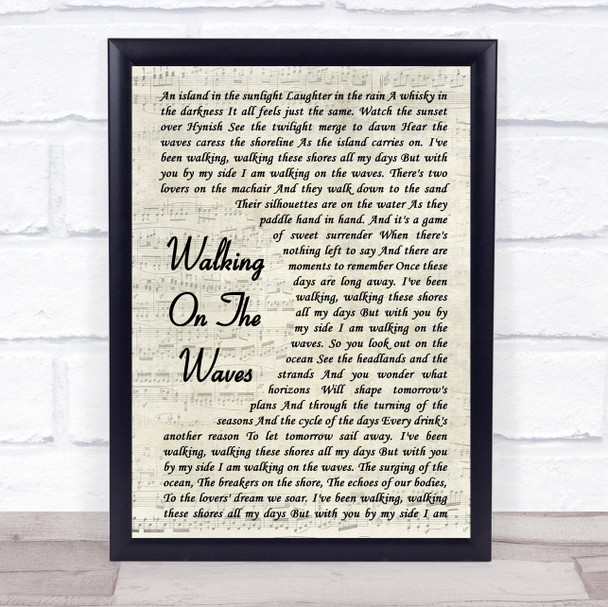 Skipinnish Walking On The Waves Vintage Script Song Lyric Music Wall Art Print