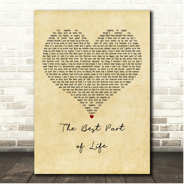 SAINt JHN The Best Part of Life Vintage Heart Song Lyric Print