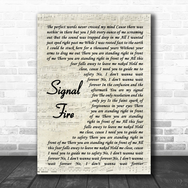Snow Patrol Signal Fire Vintage Script Song Lyric Music Wall Art Print