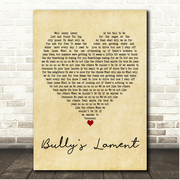 Shakey Graves Bullys Lament Vintage Heart Song Lyric Print