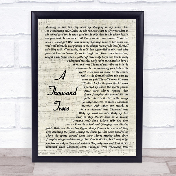 Stereophonics A Thousand Trees Song Lyric Vintage Script Music Wall Art Print