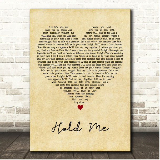 Teddy Pendergrass Hold Me Vintage Heart Song Lyric Print